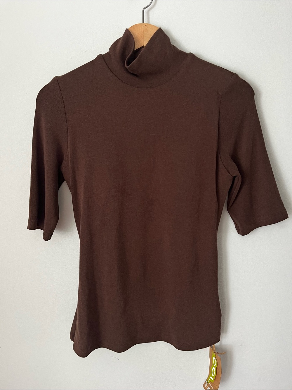 OGL Top- Brown Short-Sleeve Turtleneck NWTS Built in Bra